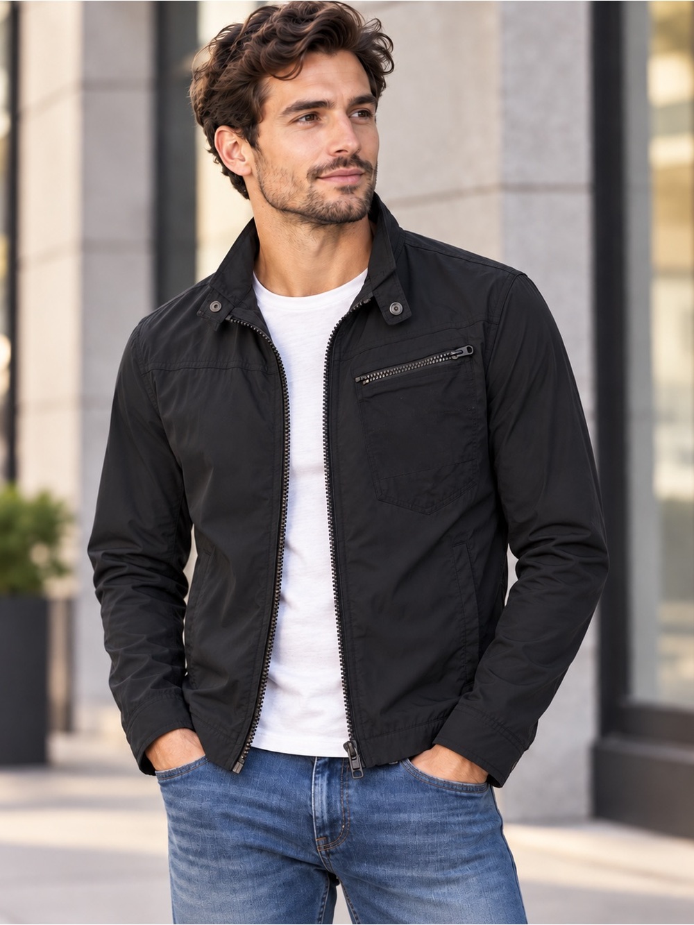 G-Star Men's Black Zip-Front Lightweight Jacket size small